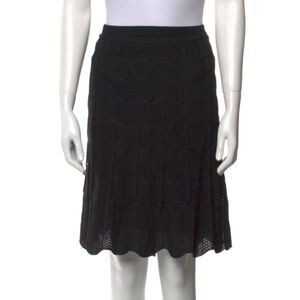 M Missoni IT48 US 12 Black Knit Wool Blend Skirt Scalloped Hem Elegant Minimalis
